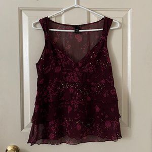 H&M 100% Silk Burgundy Top Size 6